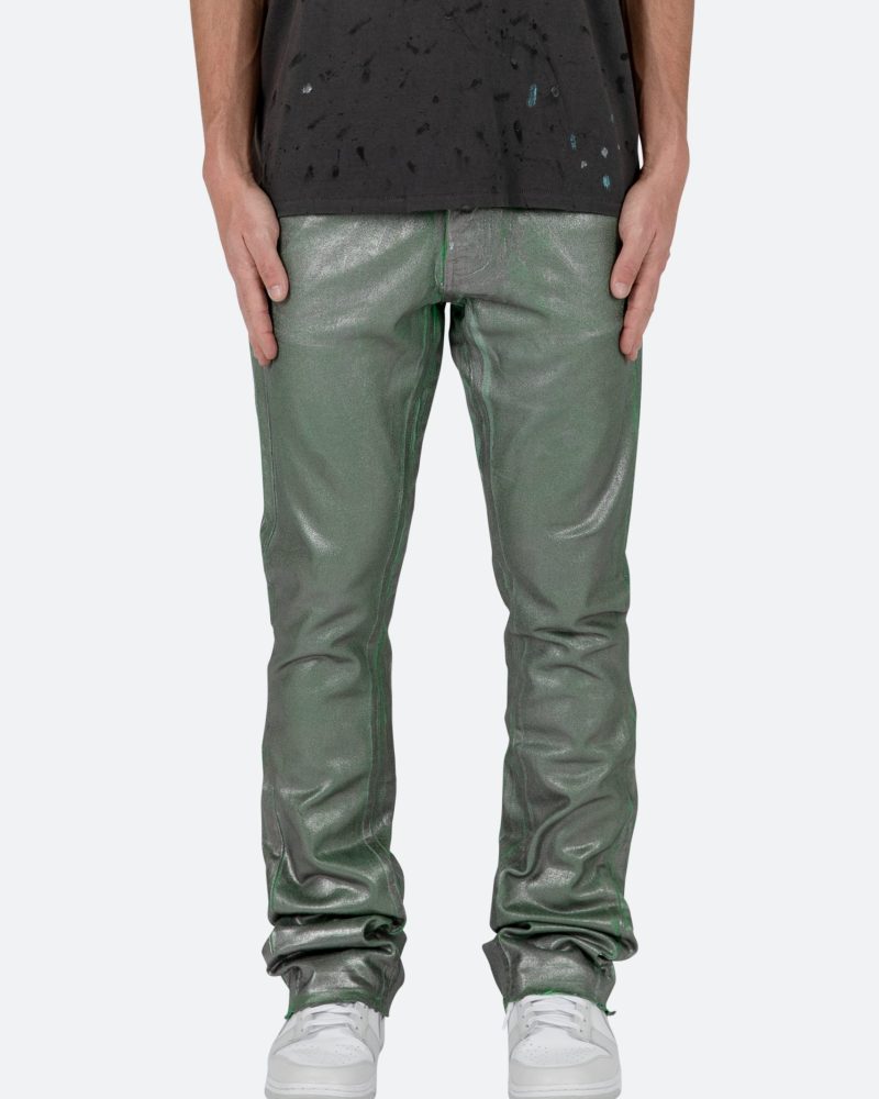 B427 Metallic Flare Denim - Green