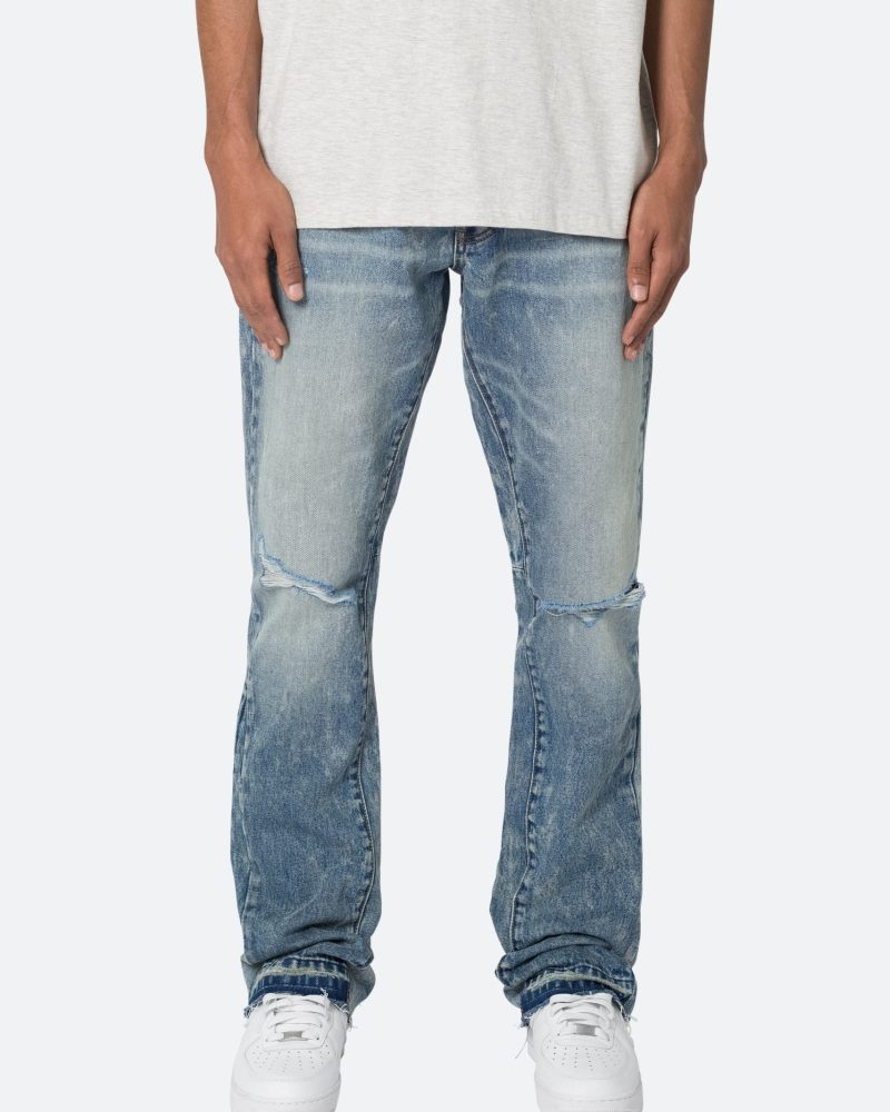 B615 Knee Hole Flare Denim - Blue