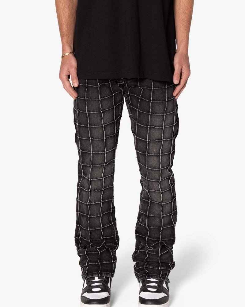 B665 Pleated Square Flare Denim - Black