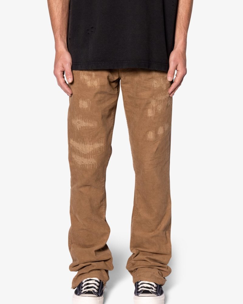 B682 Flare Corduroy Repaired Pants - Brown