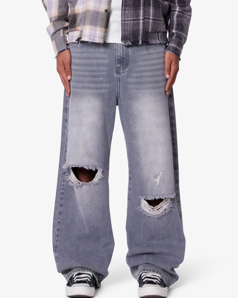 Baggy Blowout Denim - Washed Grey