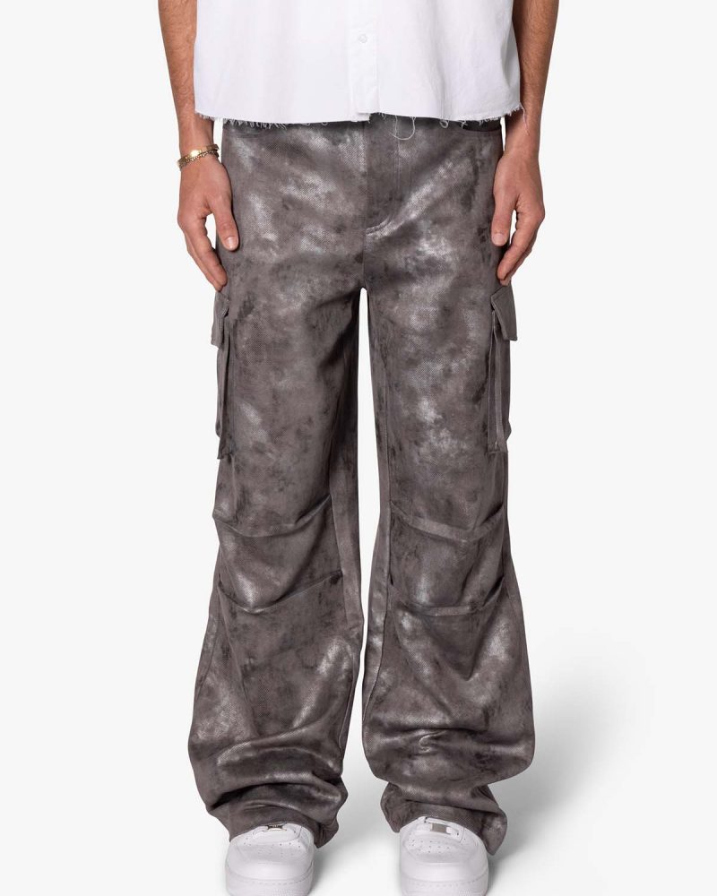 Baggy Dual Tone Sueded Cargo Pants - Grey