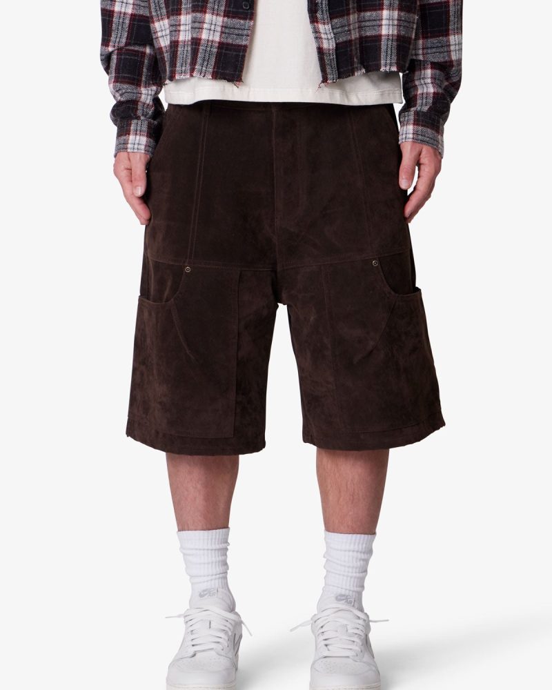 Baggy Suede Work Shorts - Dark Brown