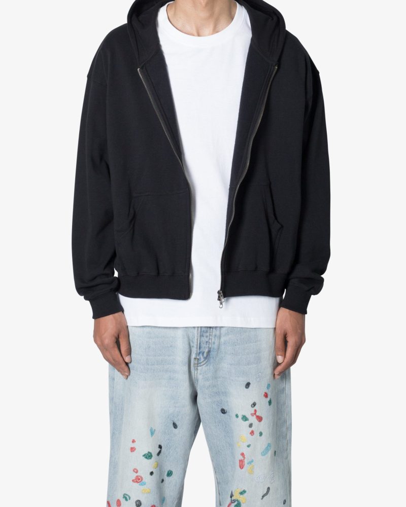 Basic Zip Up Hoodie - Black