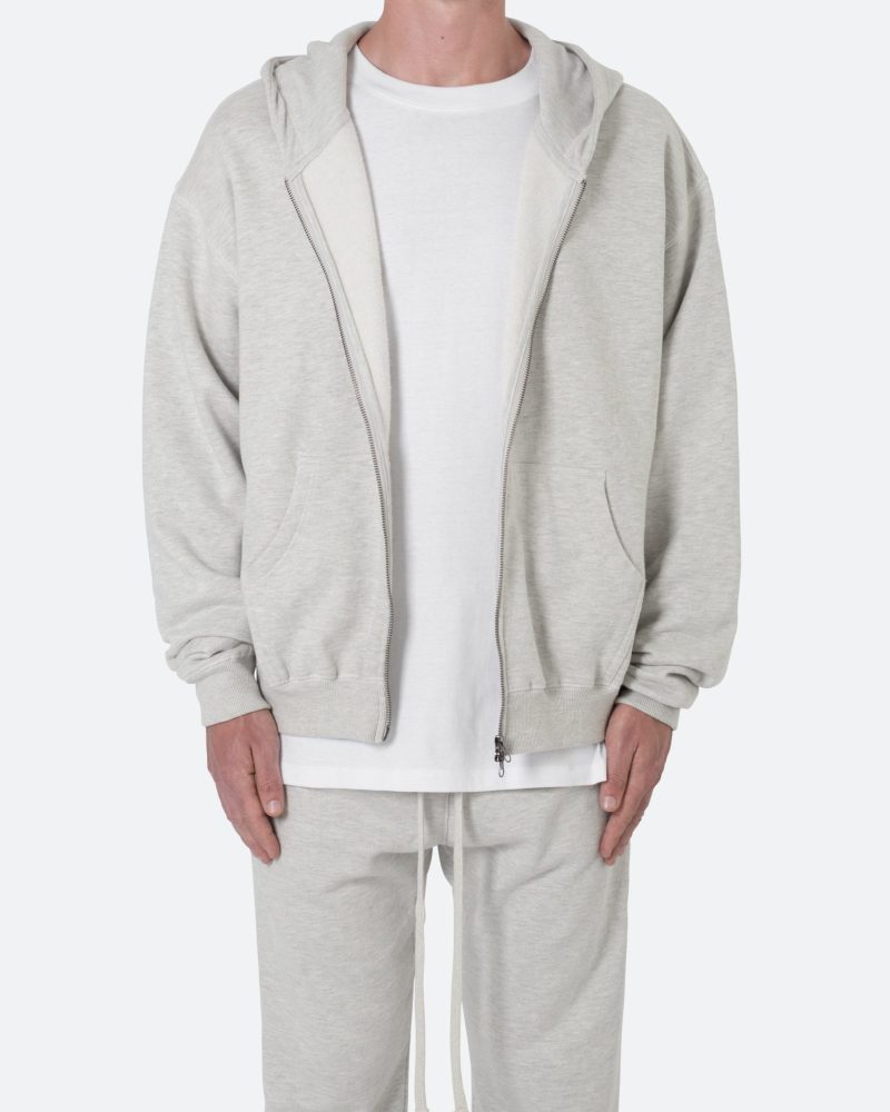 Basic Zip Up Hoodie - Grey