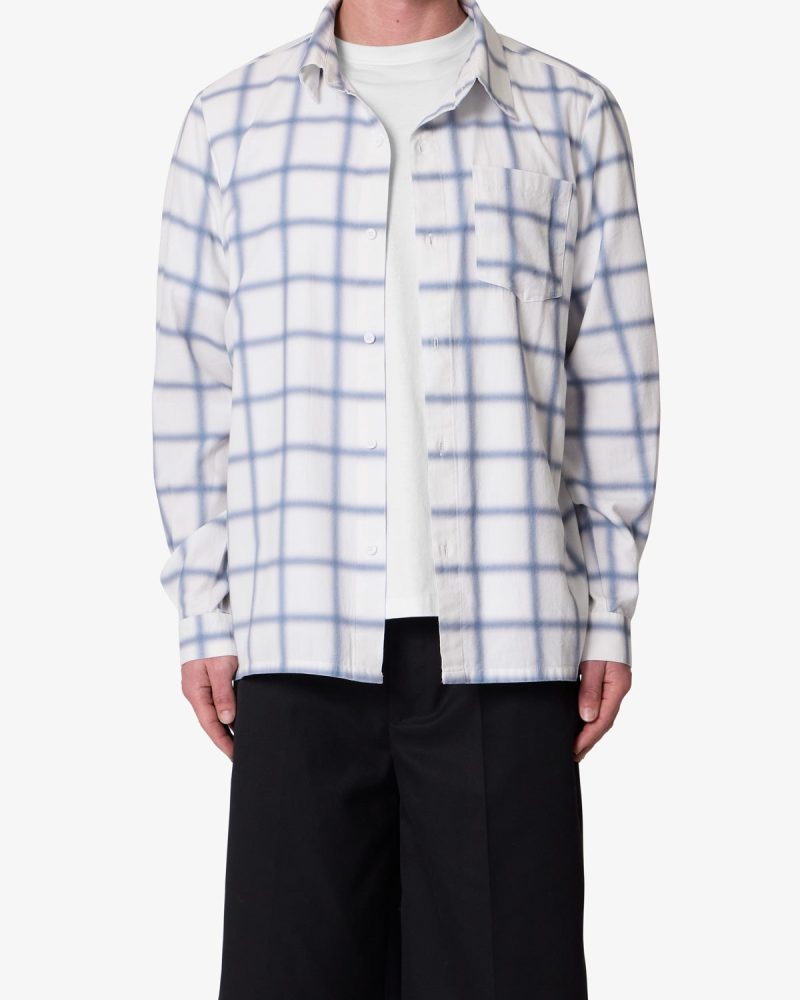 Blue Checked Flannel Shirt - Blue/White