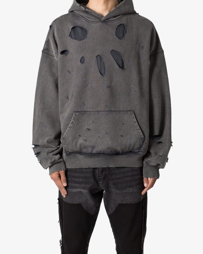 Breeze Destroyed Hoodie - Washed Black