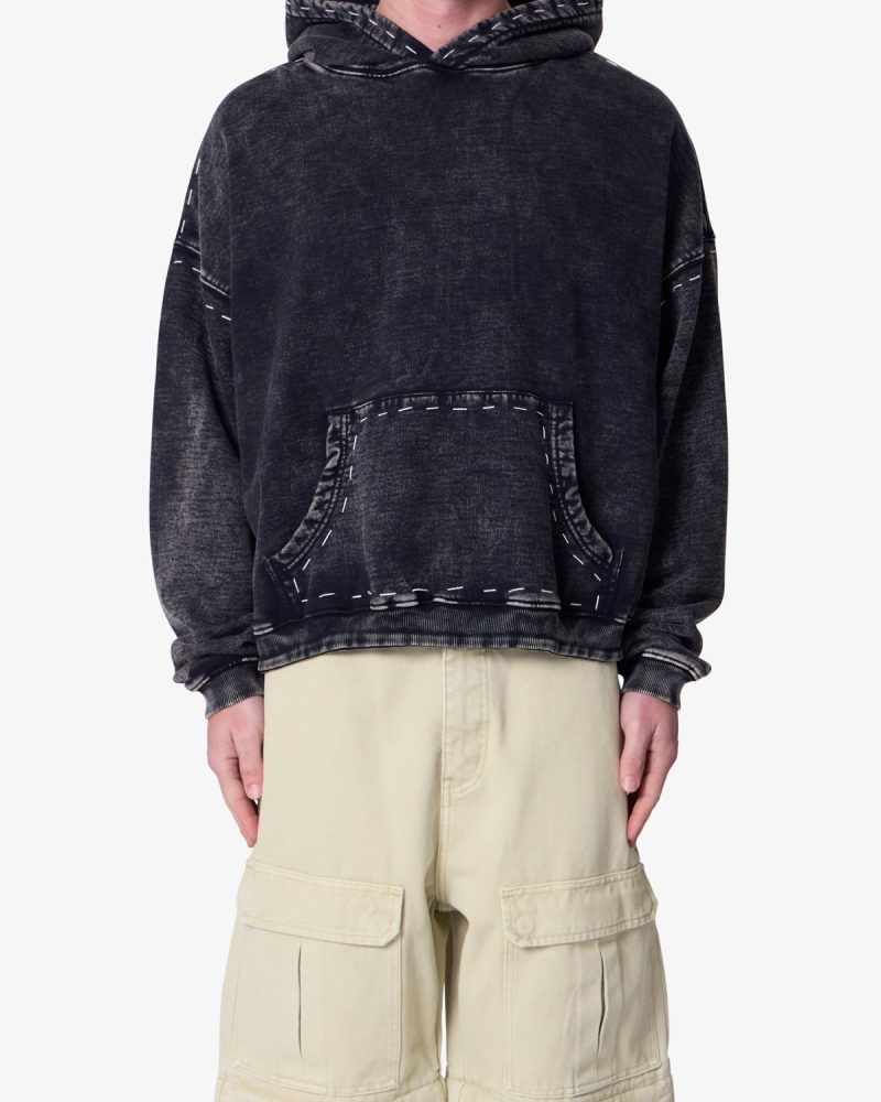 Contrast Stitch Hoodie - Black