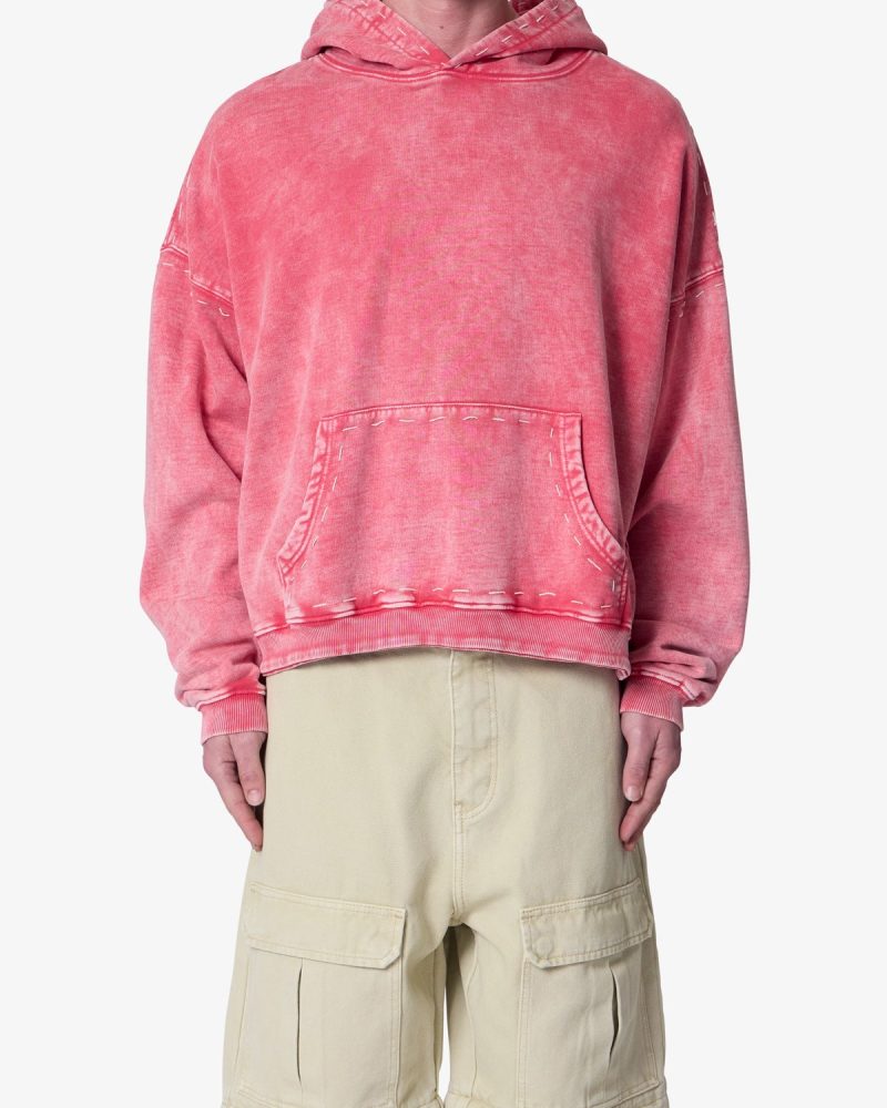 Contrast Stitch Hoodie - Red