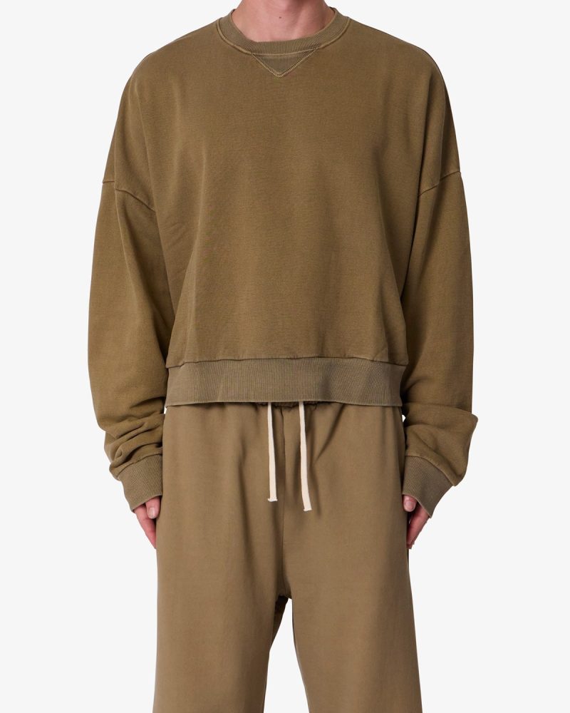 Cropped Crewneck - Washed Earth