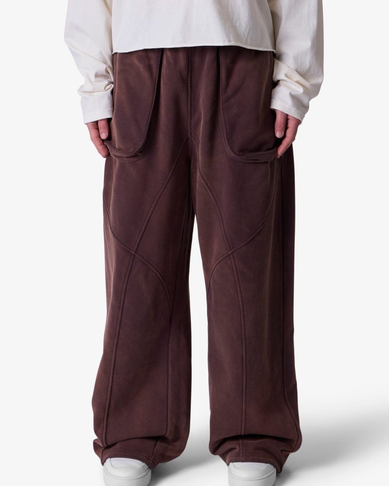 Cross Seamed Sweatpants - Washed Brown