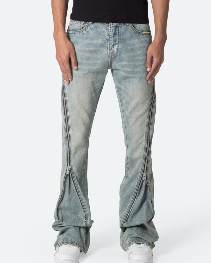 D519 Zipper Flare Denim - Vintage Blue