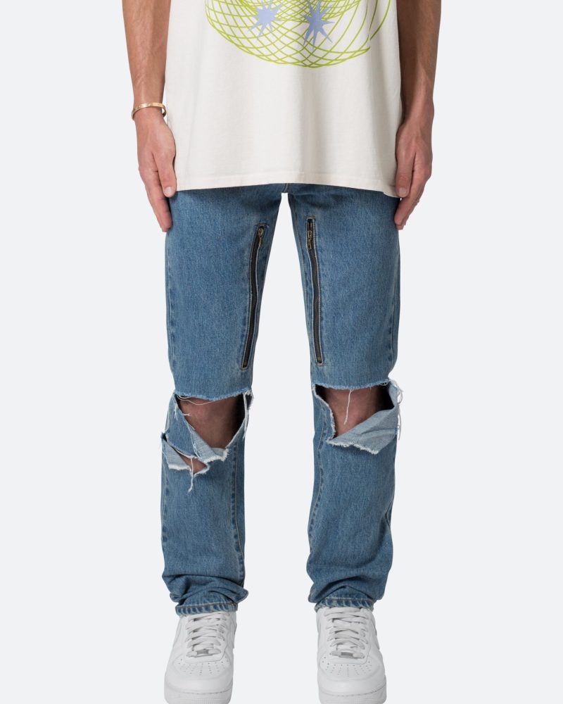 D530 Zipper Straight Denim - Blue