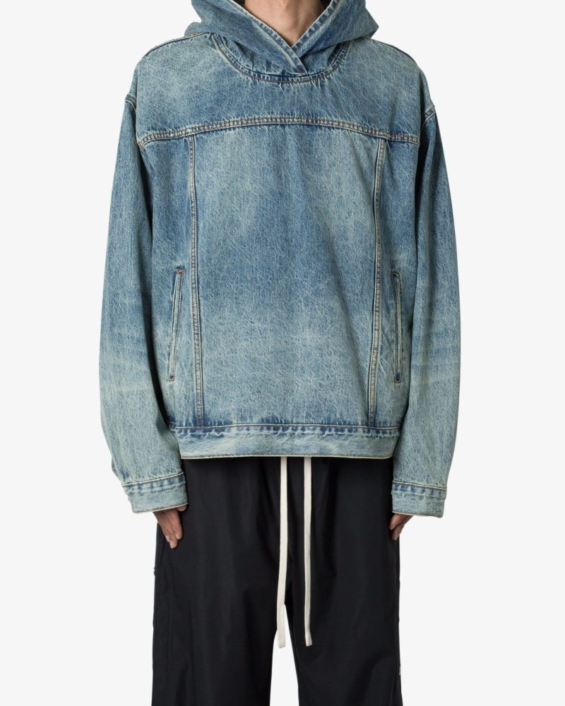 Denim Pullover Hoodie - Vintage Blue