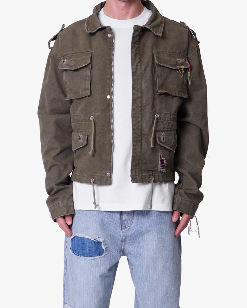 Dissolved Tribal Cargo Jacket - Washed Olive