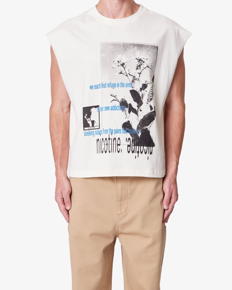 Distressed Sleeveless Tank - Antique White