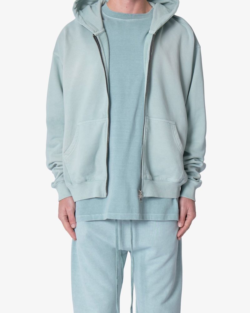 Faded Basic Zip Up Hoodie - Slate