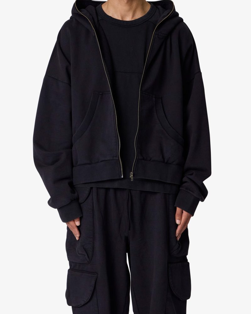Full Zip Hoodie - Washed Black