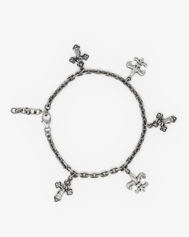 Gothic Sterling Silver Charm Bracelet - Silver