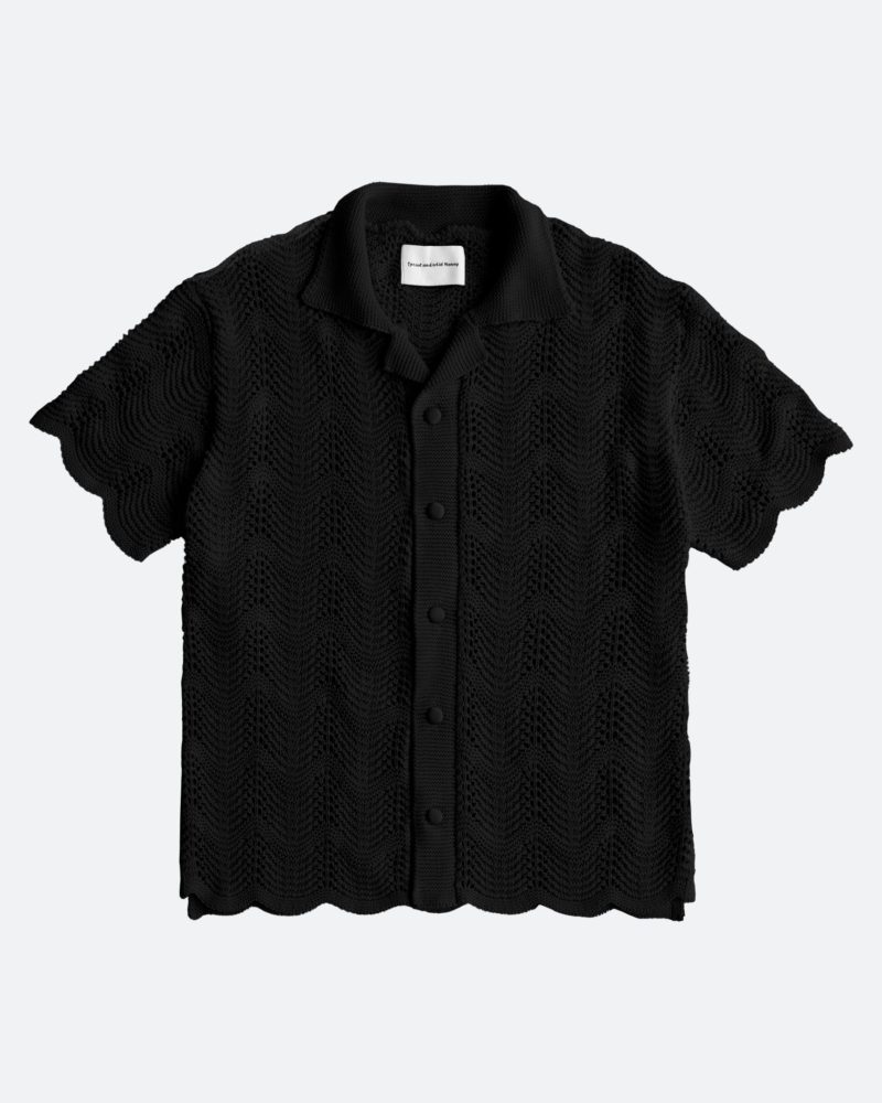 Knitted Wave S/S Shirt - Black
