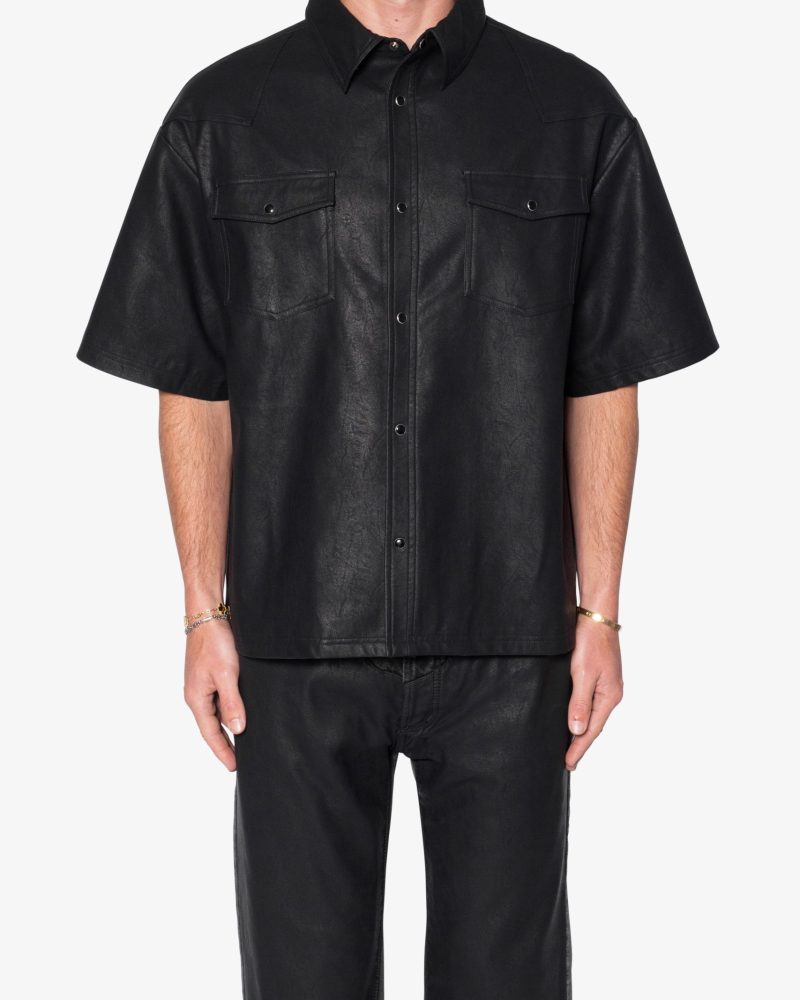 Leather S/S Shirt - Black