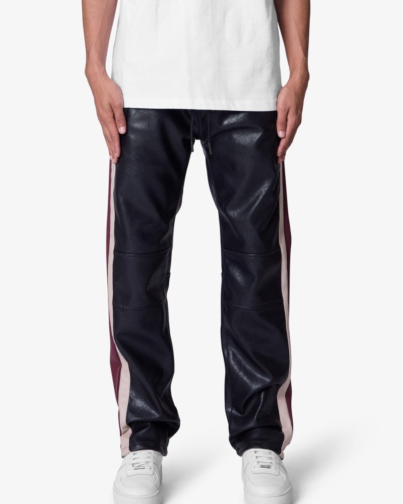 Leather Striped Pants - Black