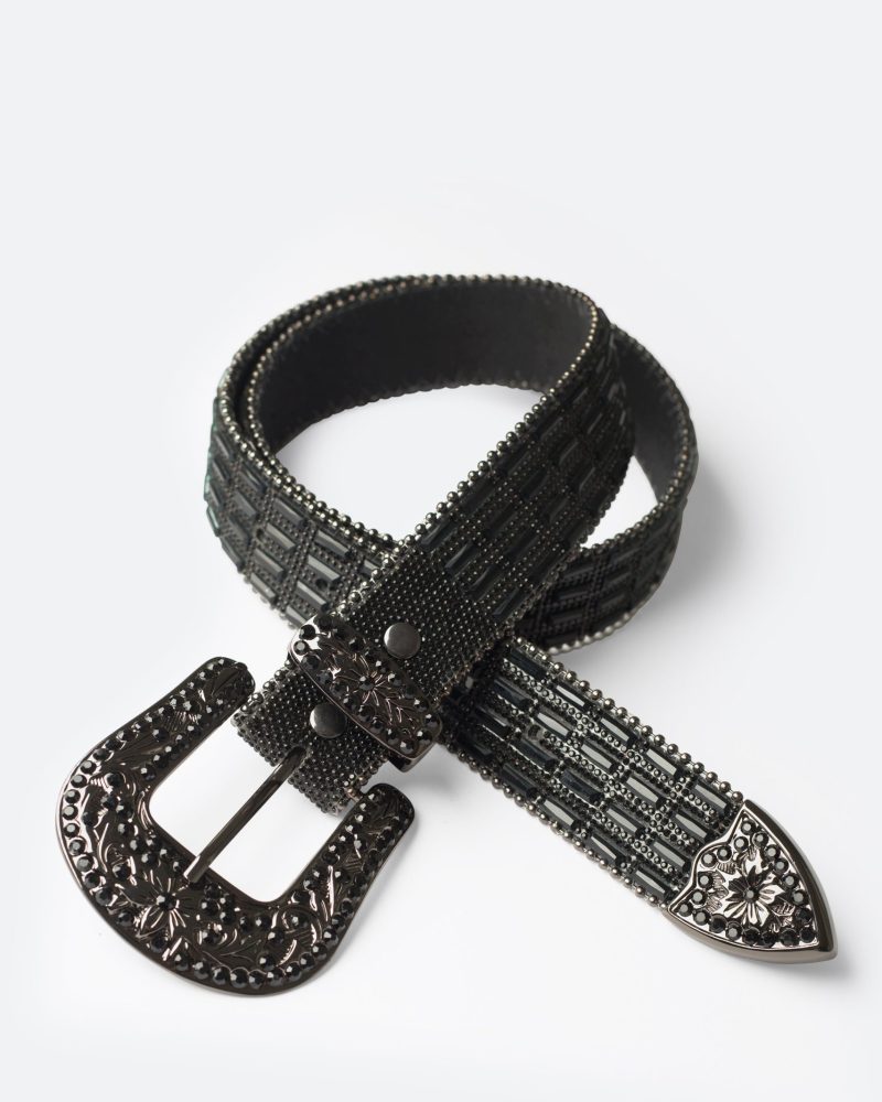 Mirrored Studded Belt - Black