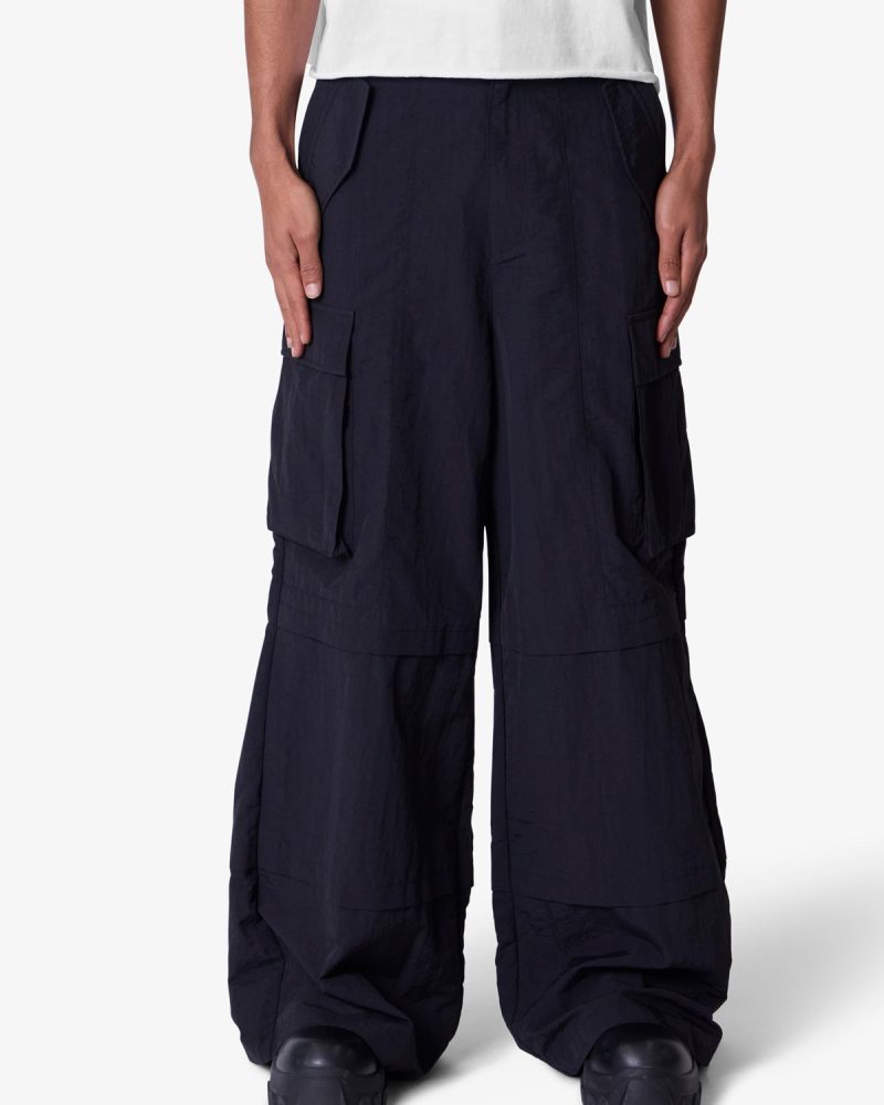Nylon Rave Cargo Pants - Black