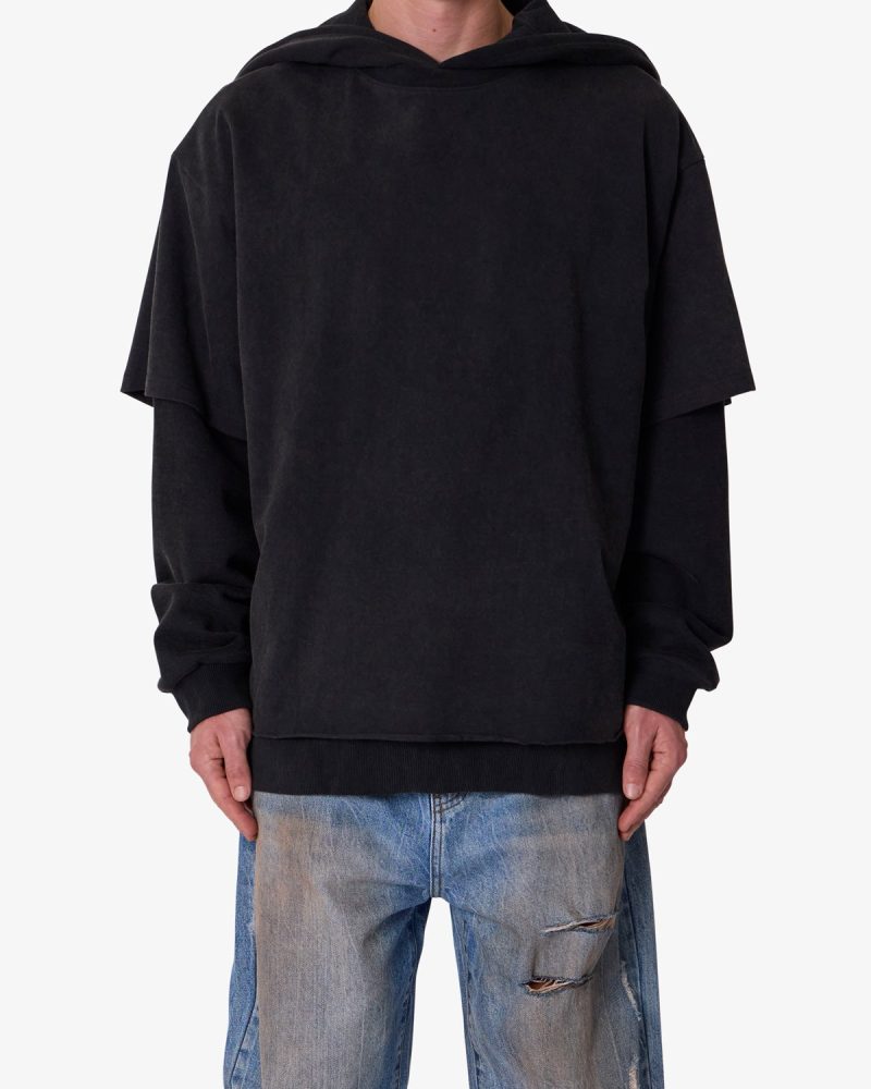 Over Tee Layer Hoodie - Washed Black