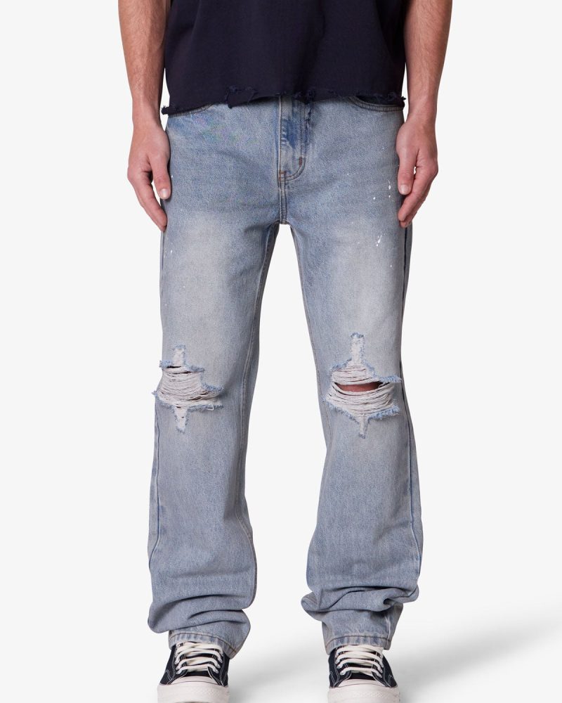 Painted Straight Denim - Light Blue