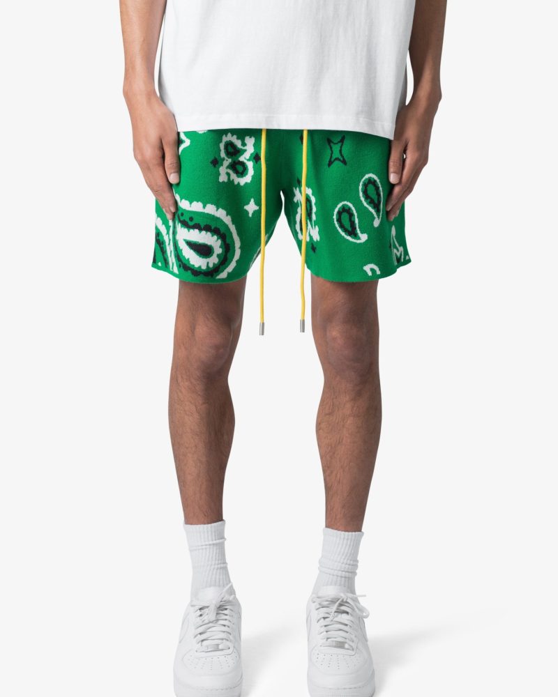 Paisley Knit Shorts - Green