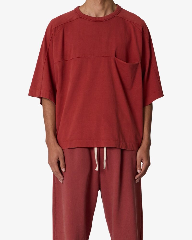 Paneled Hidden Pocket Tee - Rust