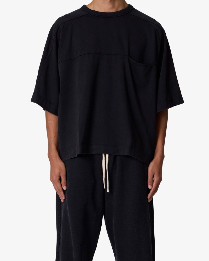 Paneled Hidden Pocket Tee - Washed Black