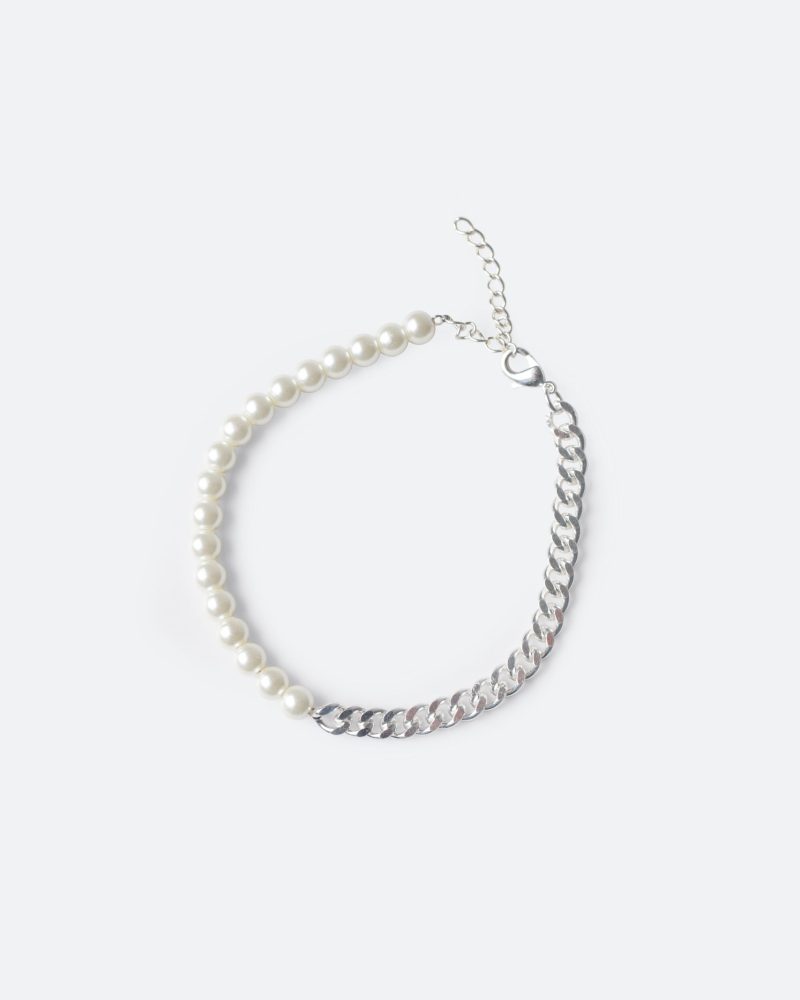 Pearl and Cuban Chain Bracelet - Off White