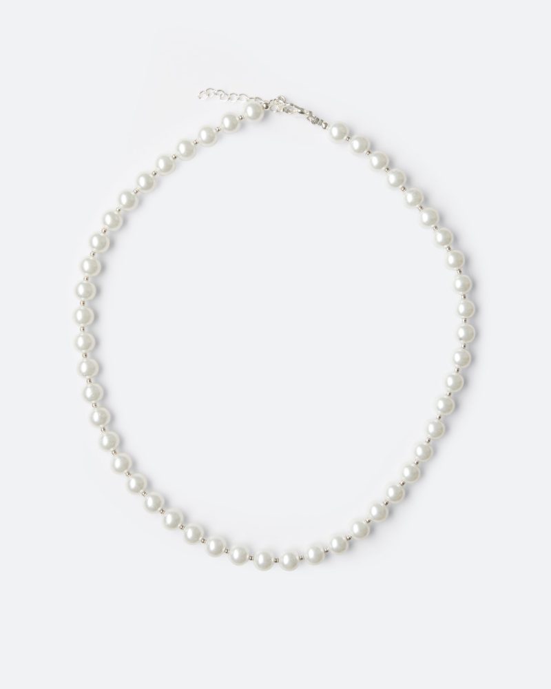 Pearl and Metal Bead Necklace - Off White