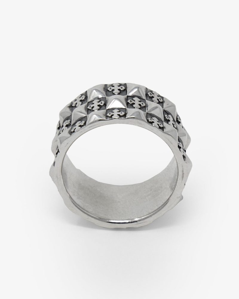 Pyramid Cross Sterling Silver Ring - Silver