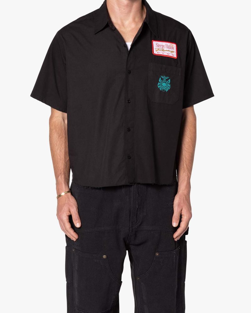 SHRC Checkered Flag Cropped Shirt - Black