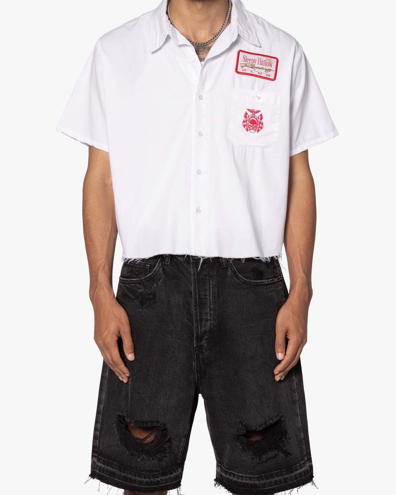 SHRC Checkered Flag Cropped Shirt - White