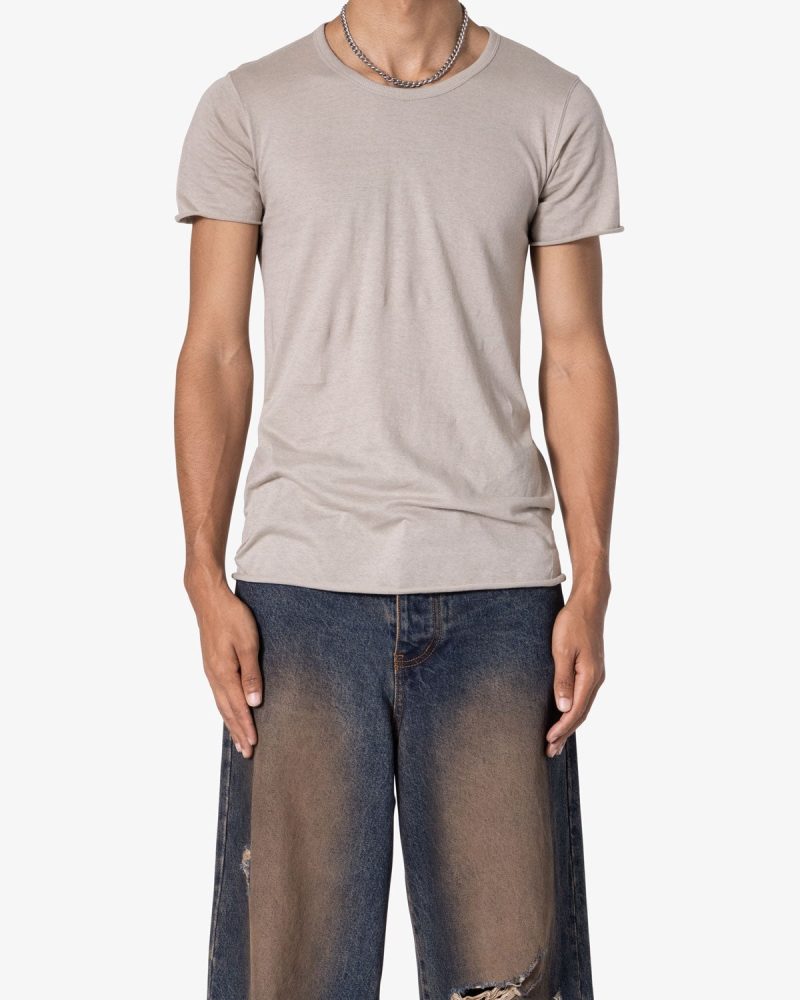 Sheer Knit Bias Cut Tee - Bone