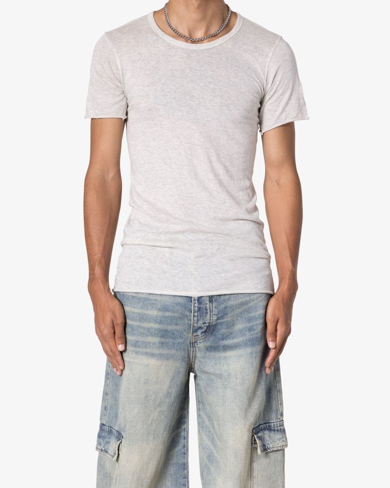 Sheer Knit Bias Cut Tee - Grey