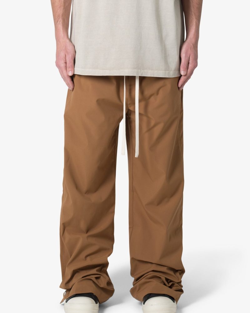 Side Snap Nylon Pants - Brown