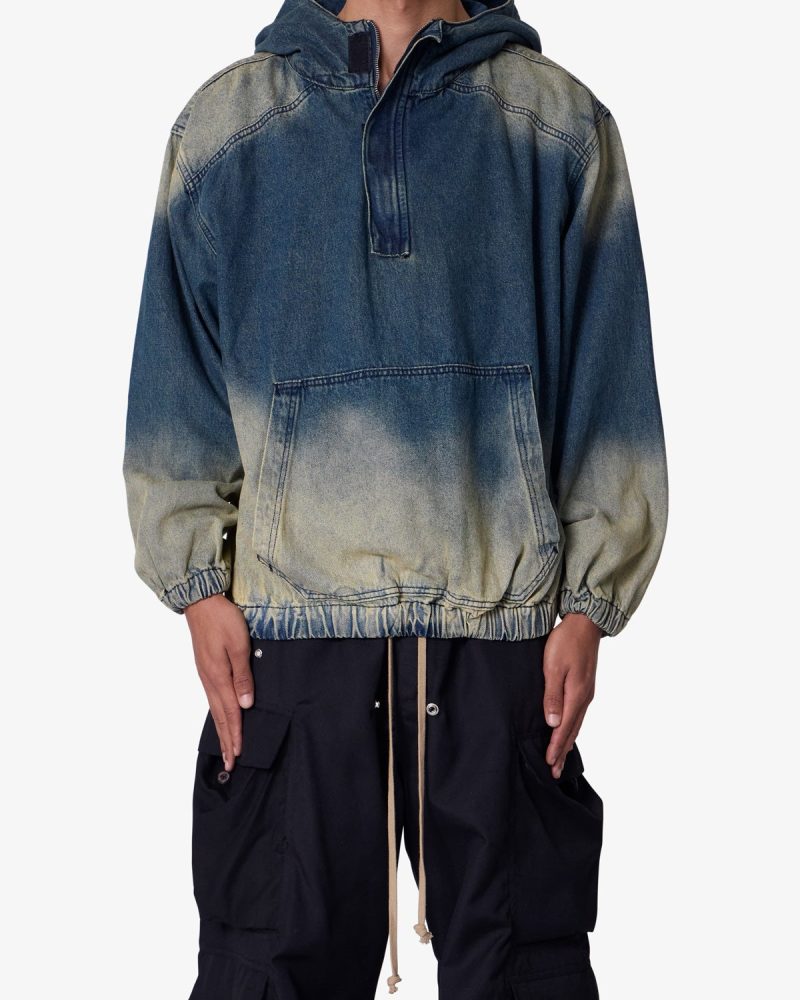 Sludge Denim Quarter Zip Jacket - Blue/Green