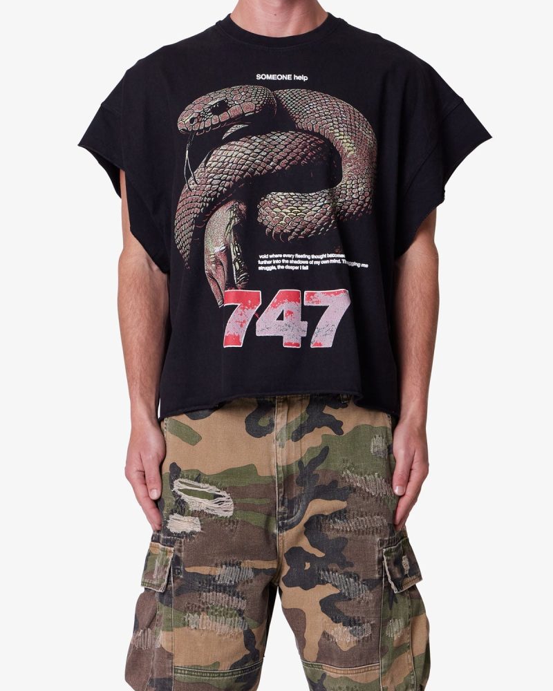 Snake Cutoff Tee - Vintage Black