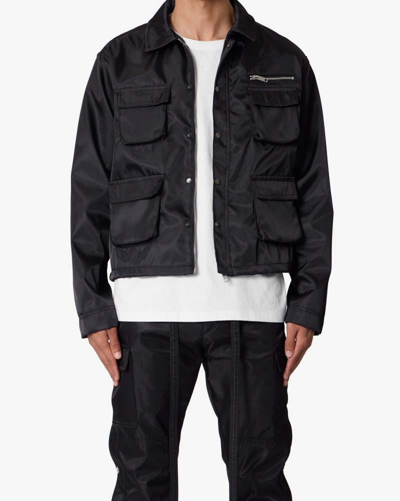 Snap Cargo Work Jacket - Black