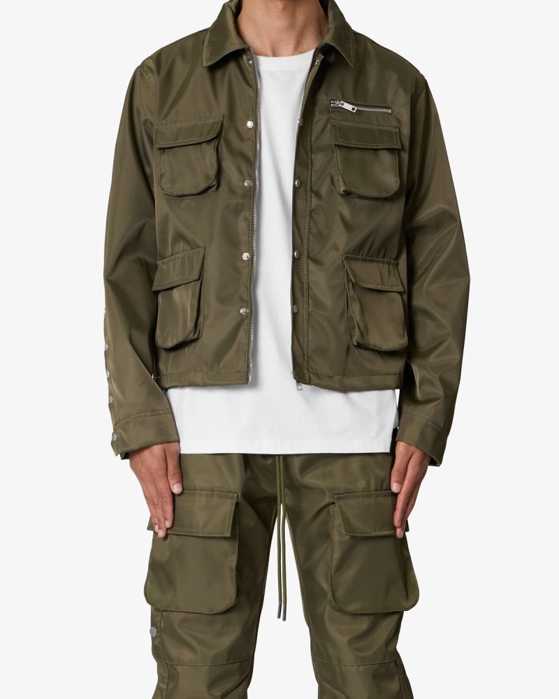 Snap Cargo Work Jacket - Olive
