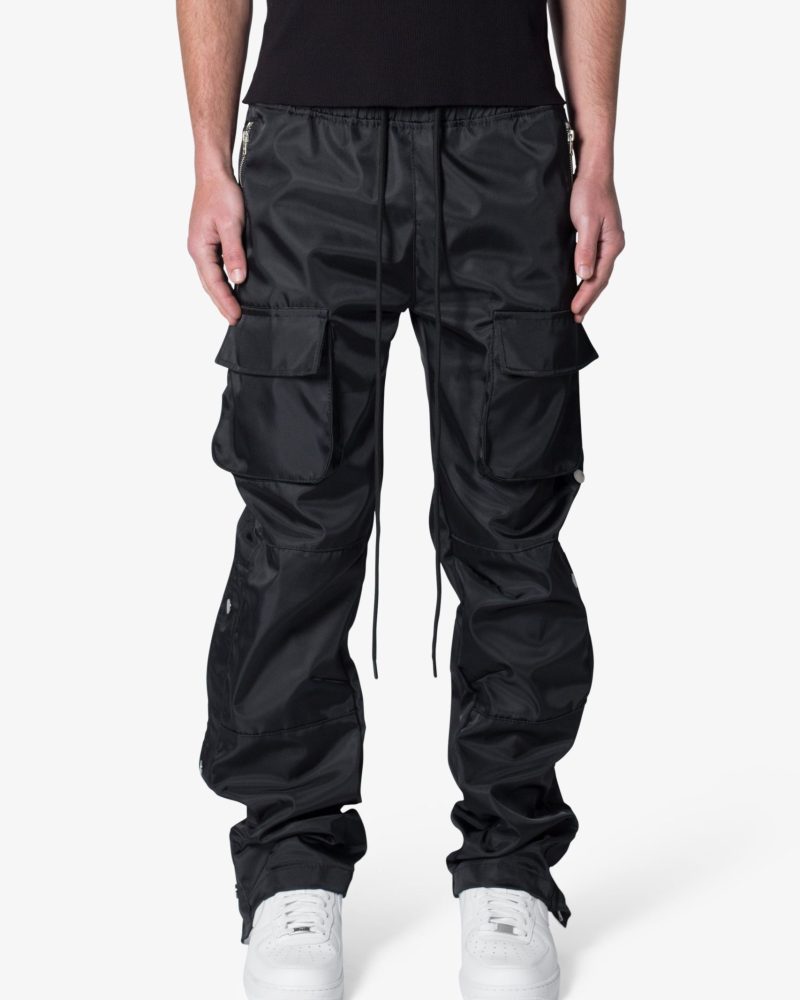 Snap Front Cargo Pants - Black