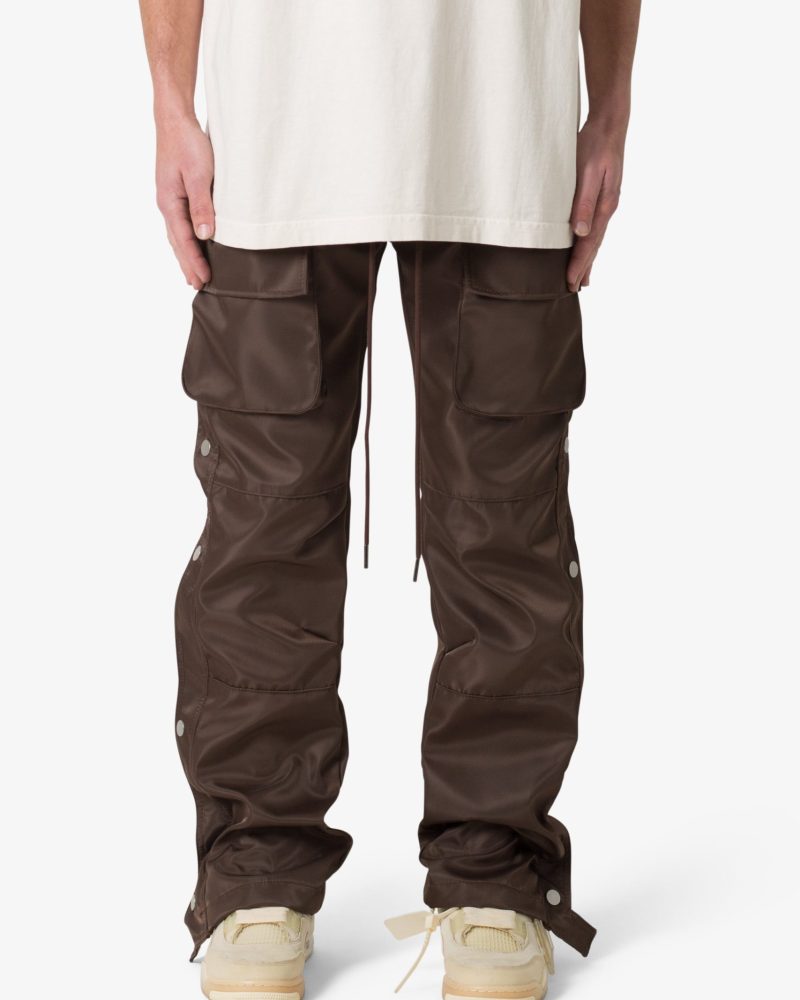 Snap Front Cargo Pants - Brown
