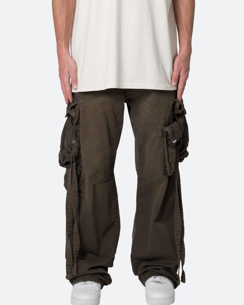 Strapped Multi Cargo Pants - Brown