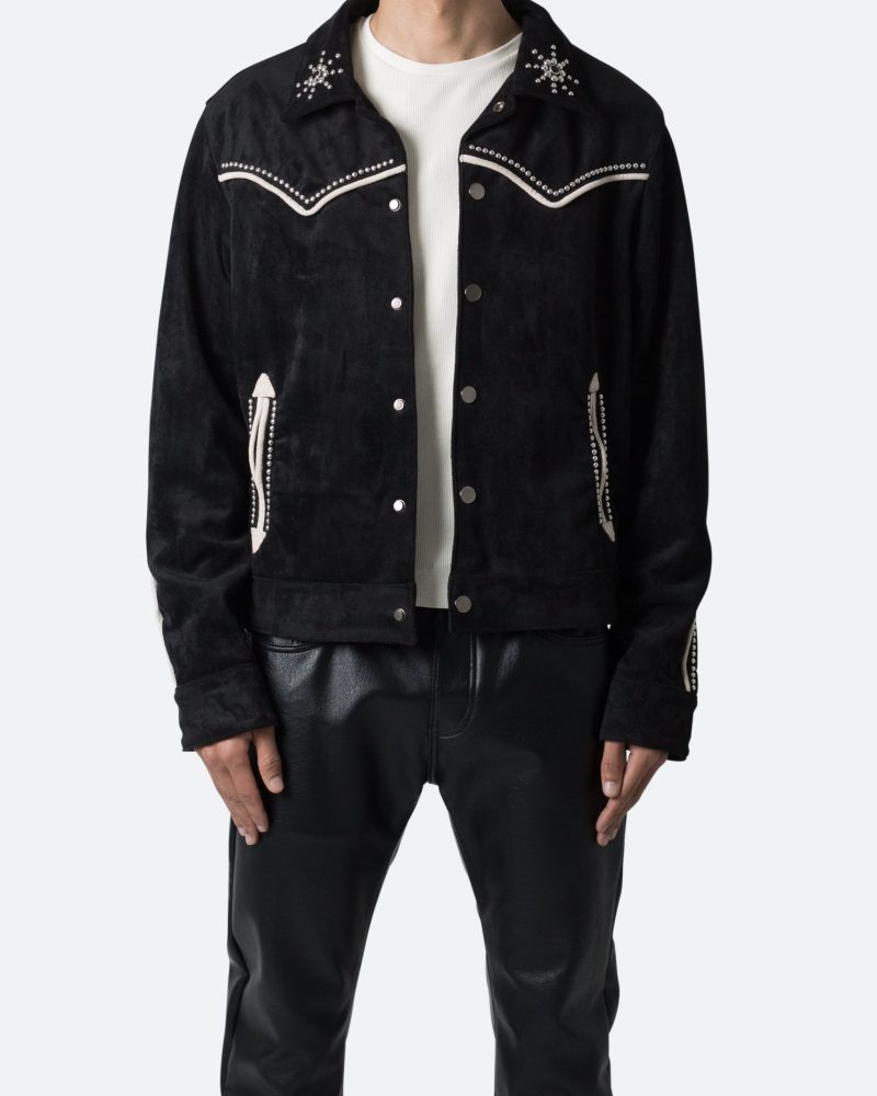 Suede Collared Jacket - Black