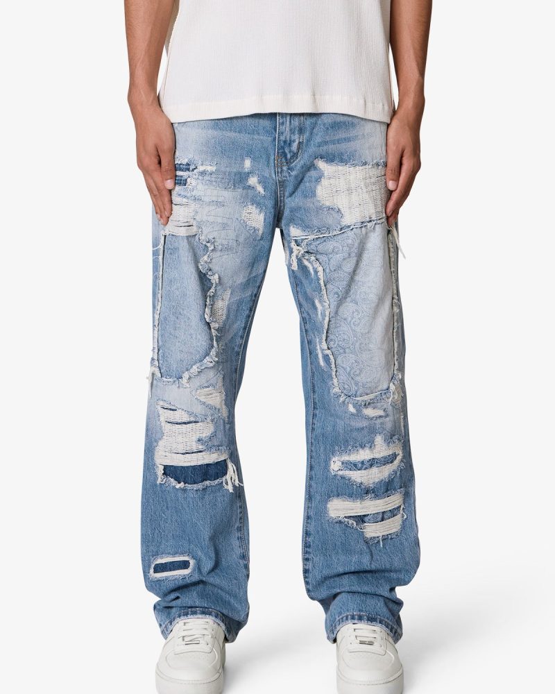 Ultra Baggy Better Repaired Denim - Light Blue